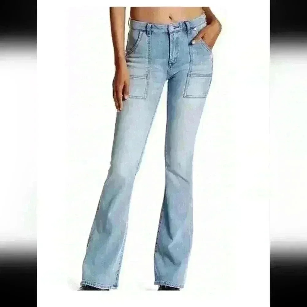 Blank NYC Womens Light Wash Denim High Rise Cosmic Flare Jean 29